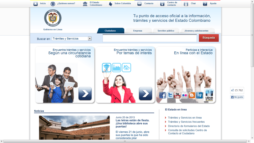 Página WEb del Estado de Colombia