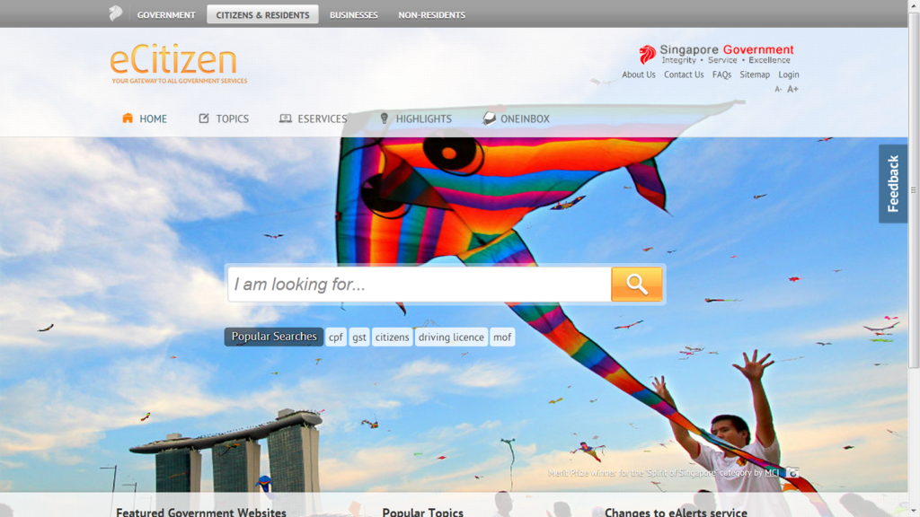 Página Web del Gobierno de Singapur para sus ciudadanos