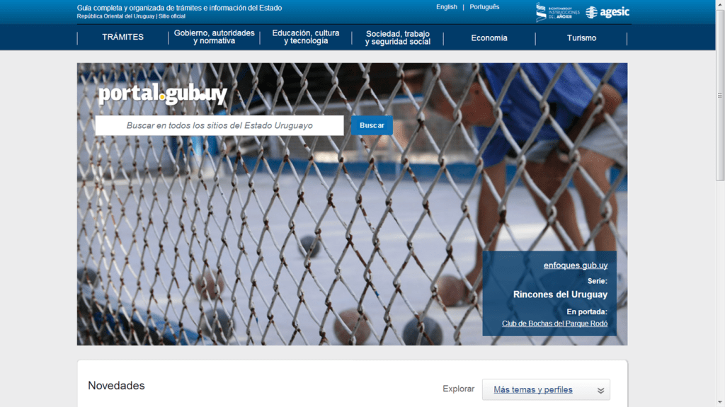 Página Web del Gobierno de Uruguay